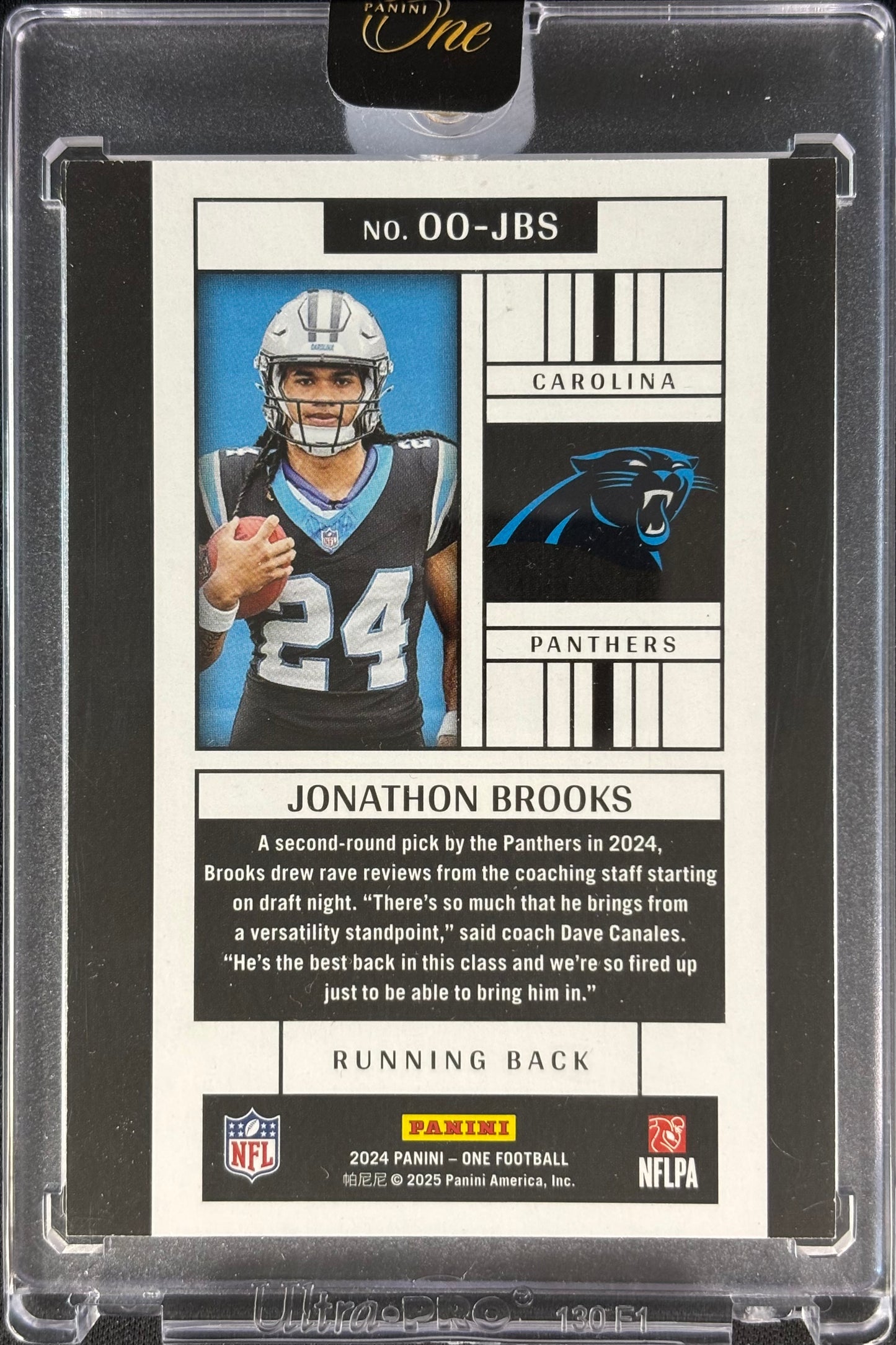 Jonathan Brooks Panini One Originals Rookie Panthers