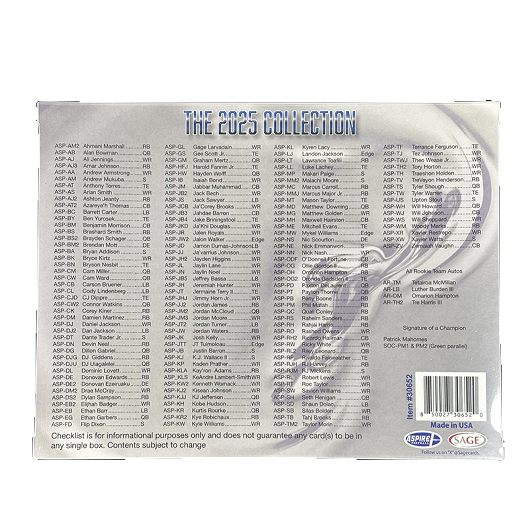 2025 Sage Aspire Football Hobby Box (24 Autos)
