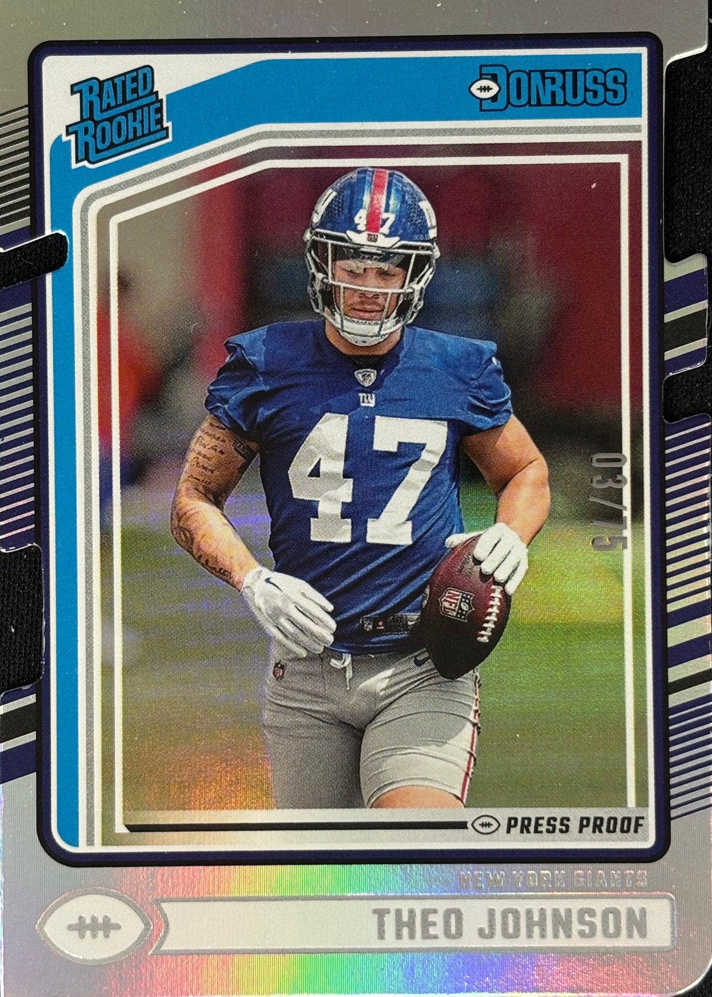Theo Johnson Donruss Die-Cut /75 Rookie Giants