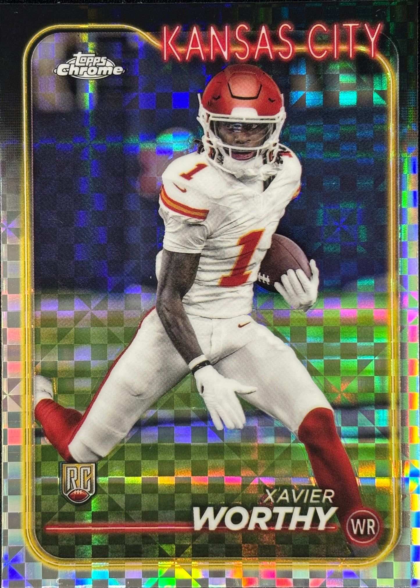 Xavier Worthy Topps Chrome X-Fractor Rookie Chiefs