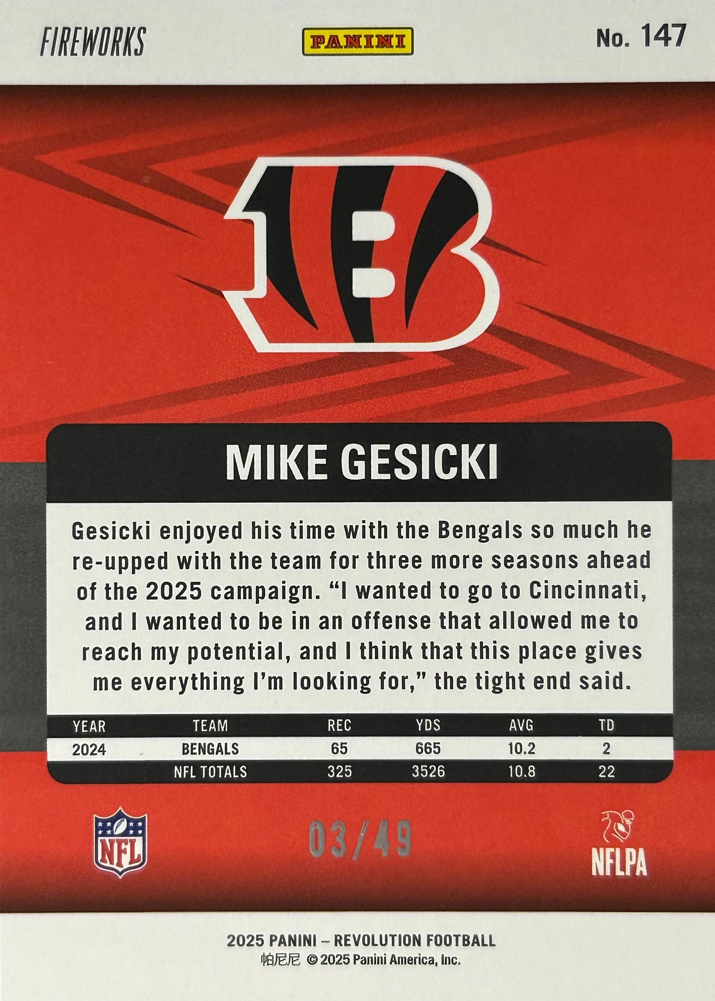 Mike Gesicki Revolution /49 Bengals
