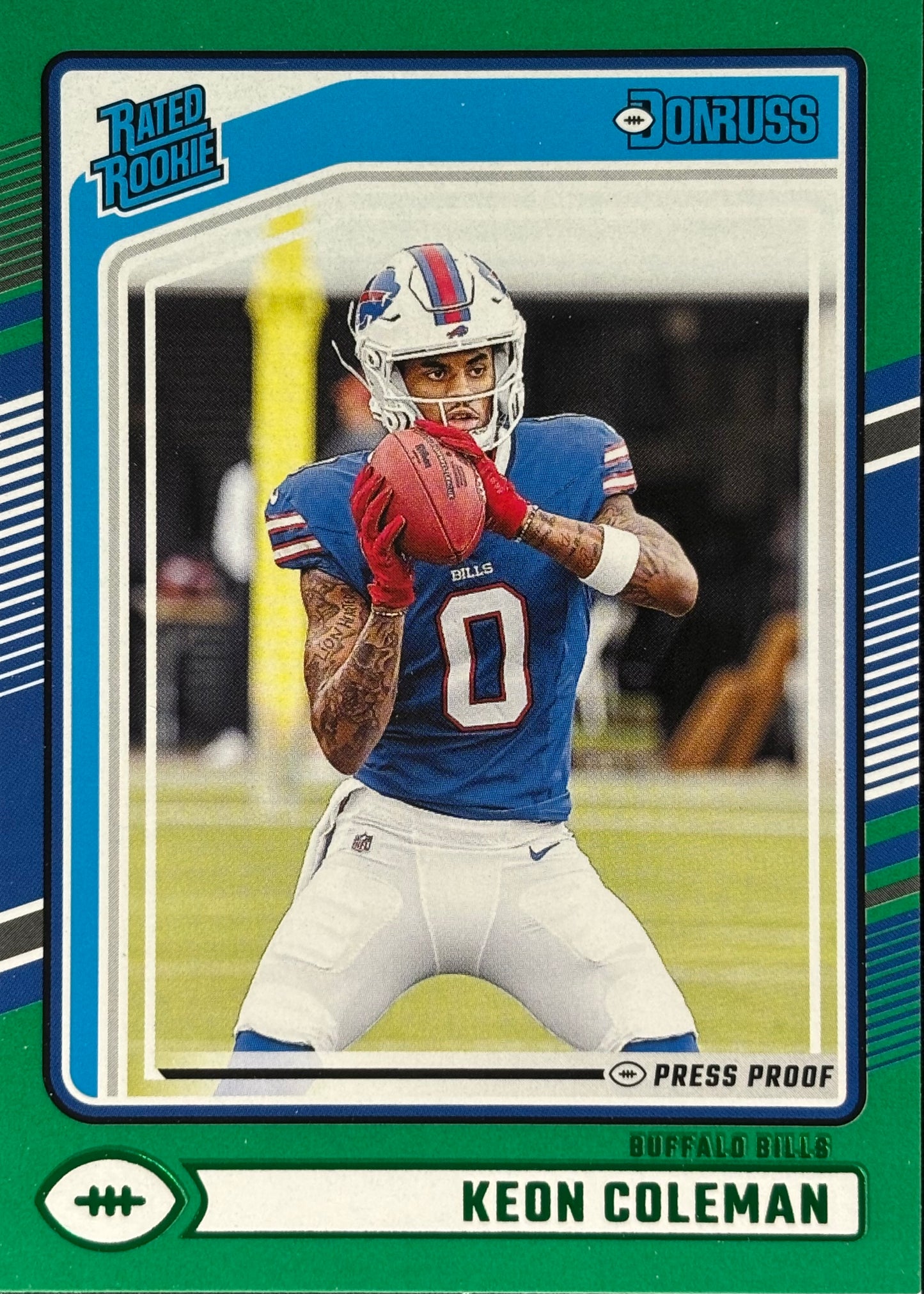 Keon Coleman Donruss Green Press Proof Rookie Bills