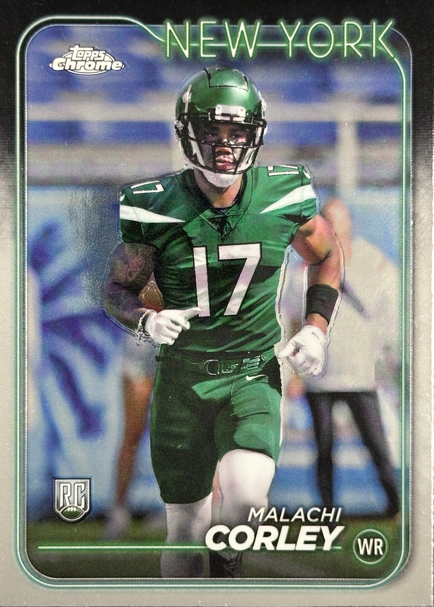 Malachi Corley Topps Chrome Rookie Jets Sports Card