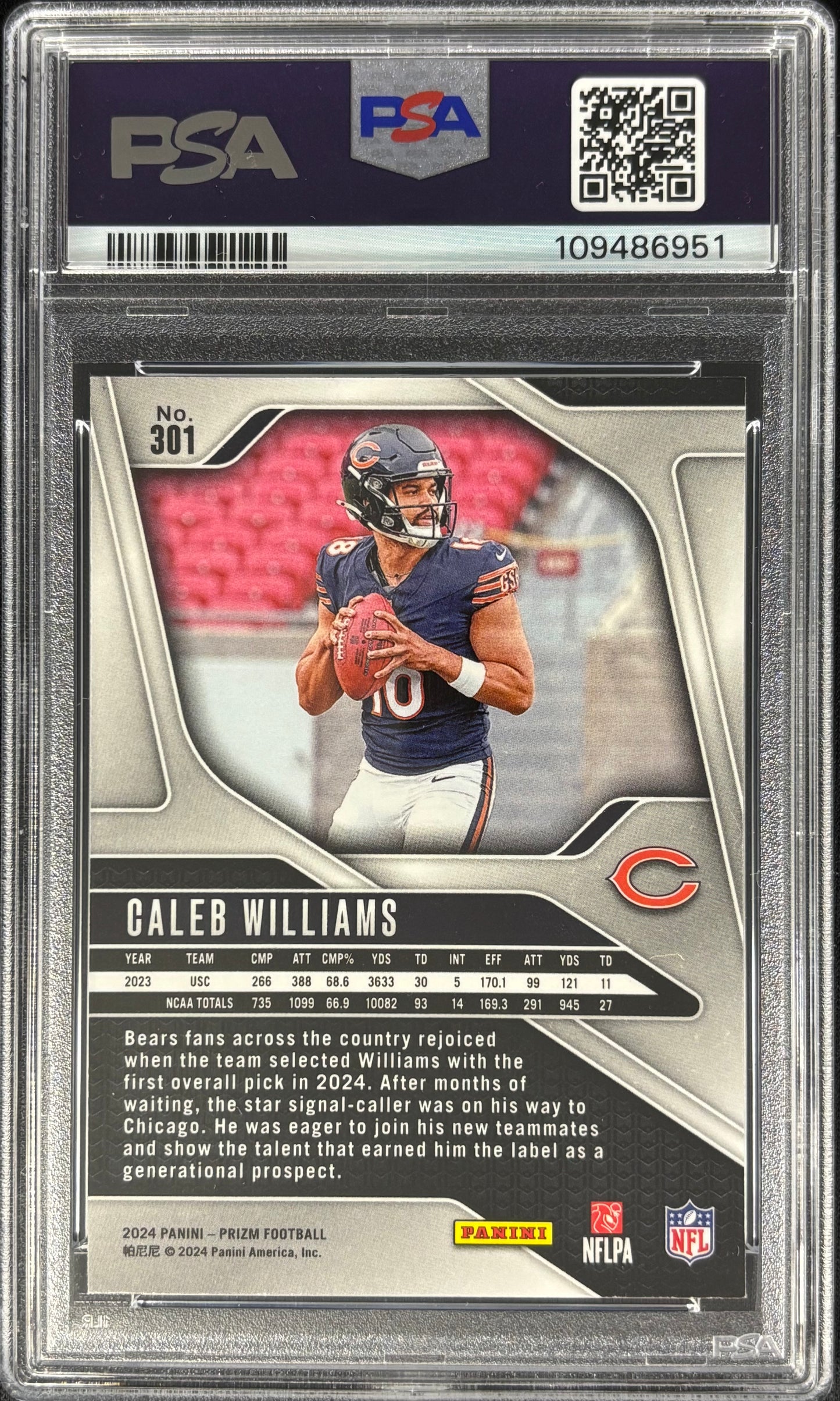 Caleb Williams Prizm PSA 9 Rookie Bears