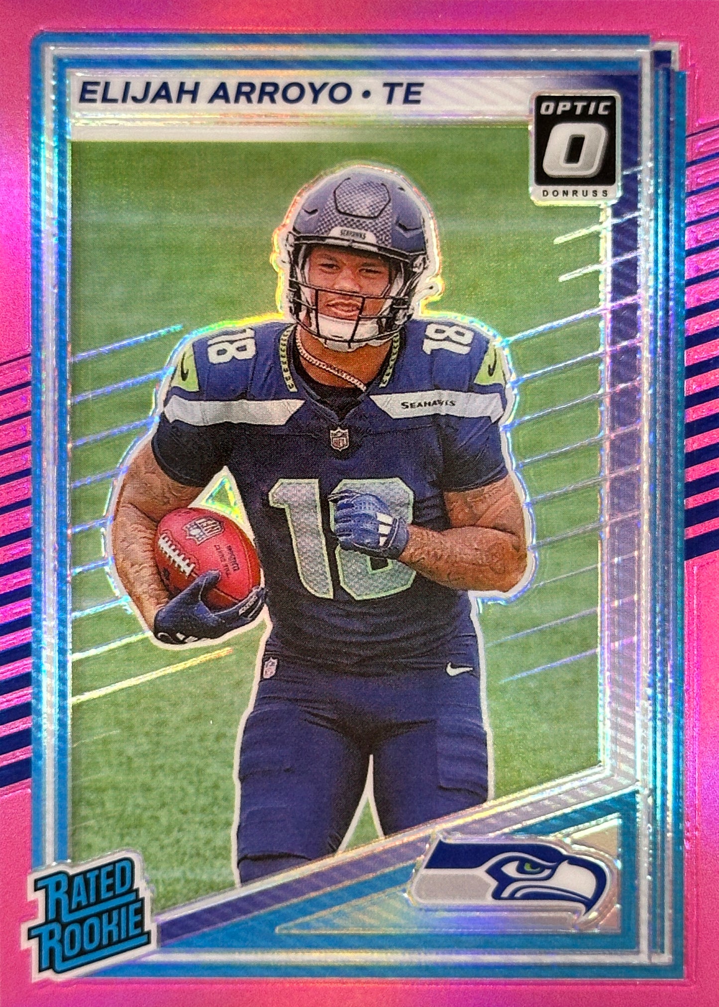 Elijah Arroyo Rated Rookie Optic Pink Preview Seahawks Sports Card