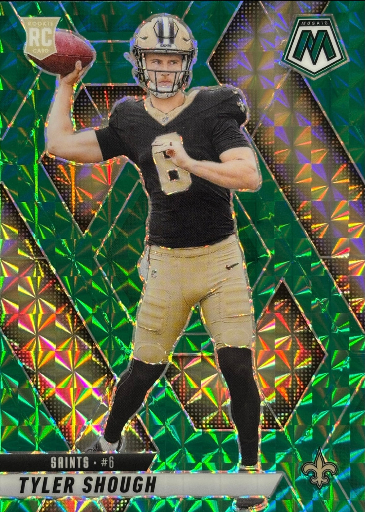 Tyler Shough Mosaic Green Rookie Saints Sports Card