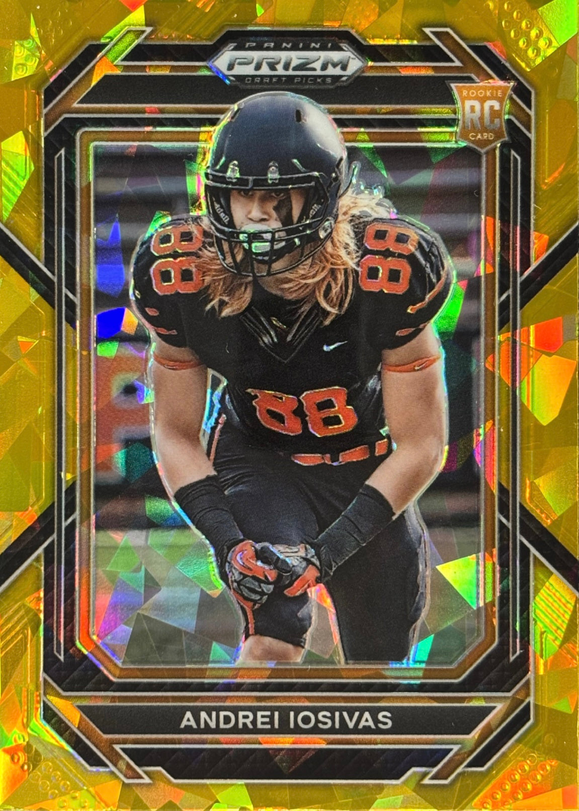 Andrei Iosivas Prizm Draft Gold Cracked Ice Rookie Bengals