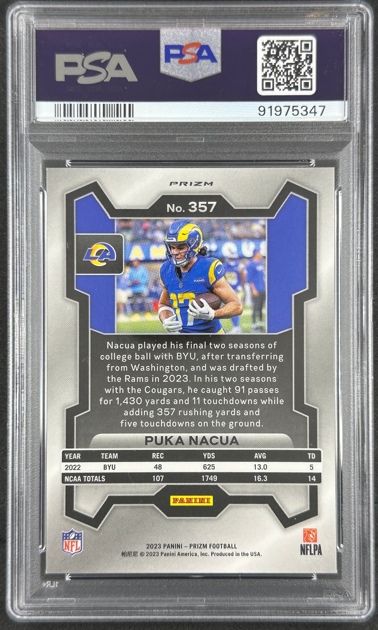 Puka Nacua Prizm Silver Rookie PSA 10 Rams