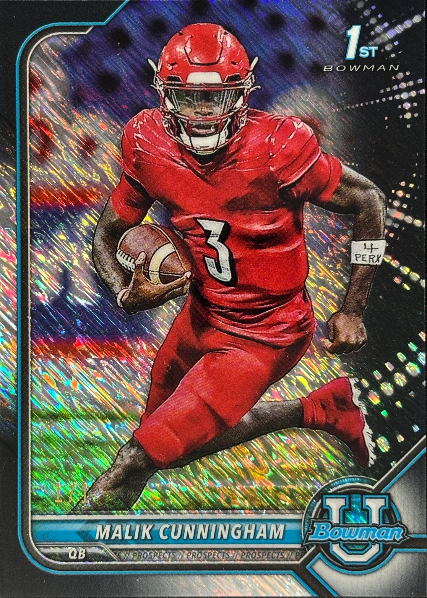 Malik Cunningham Bowman U Chrome Black Shimmer 1/1 Lions Ravens Patriots