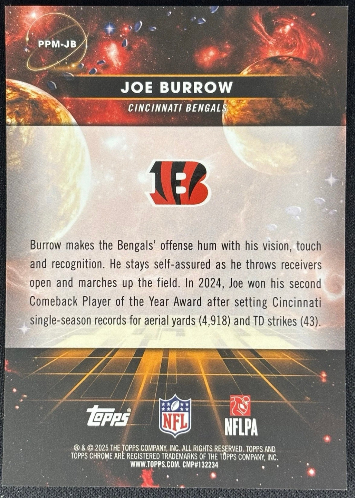 Joe Burrow 2025 Topps Cosmic Planetary Pursuit Mercury Bengals