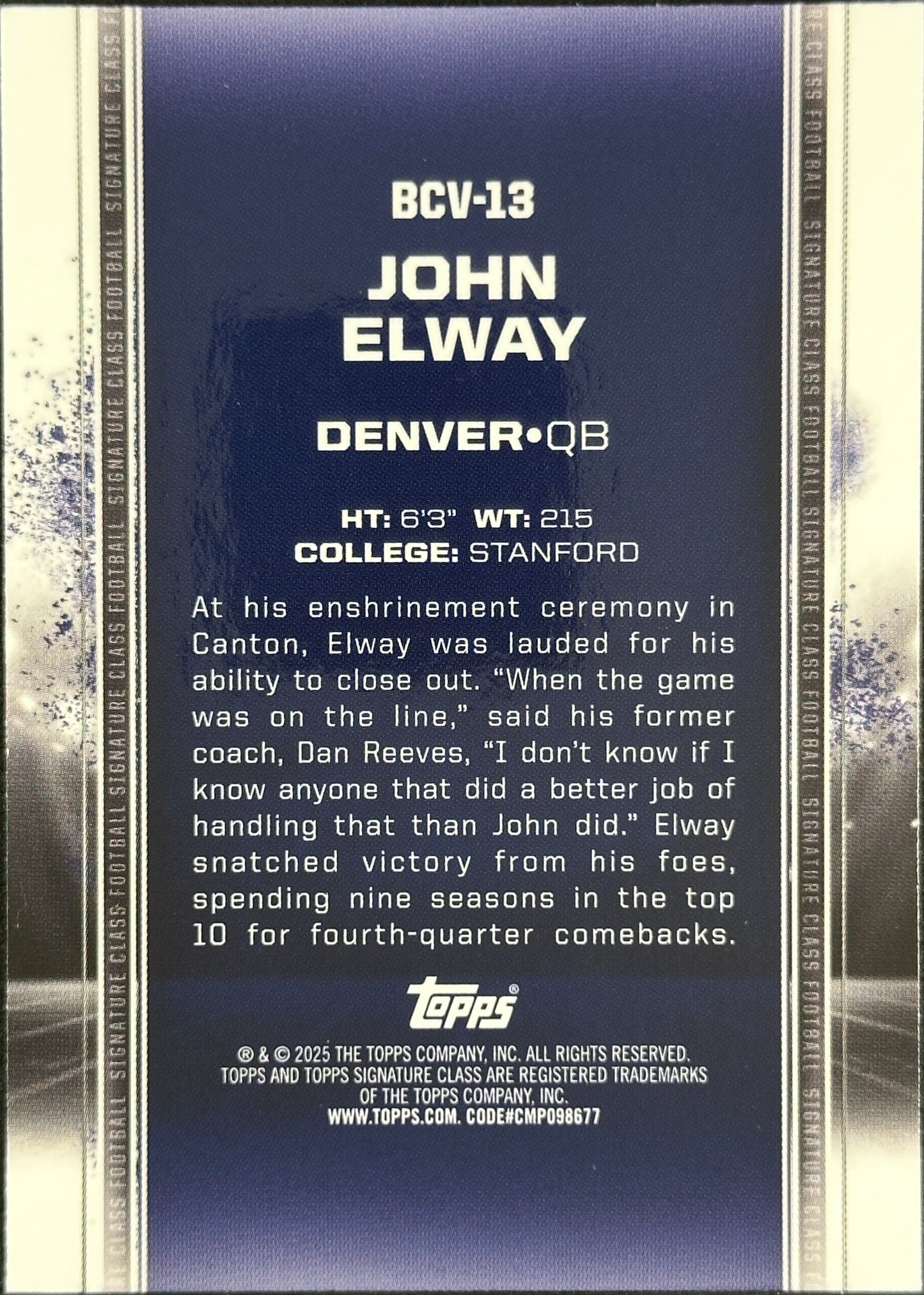 John Elway /175 Signature Class Broncos