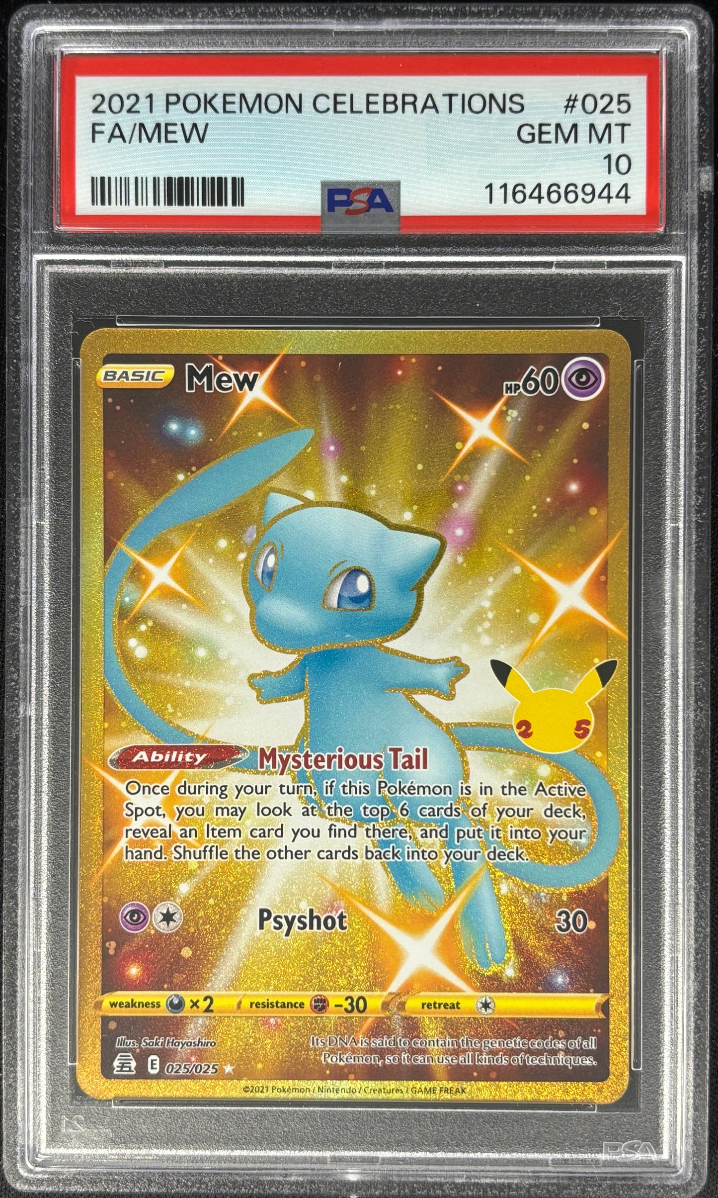 Mew Pokémon Celebrations Secret PSA 10 025/025