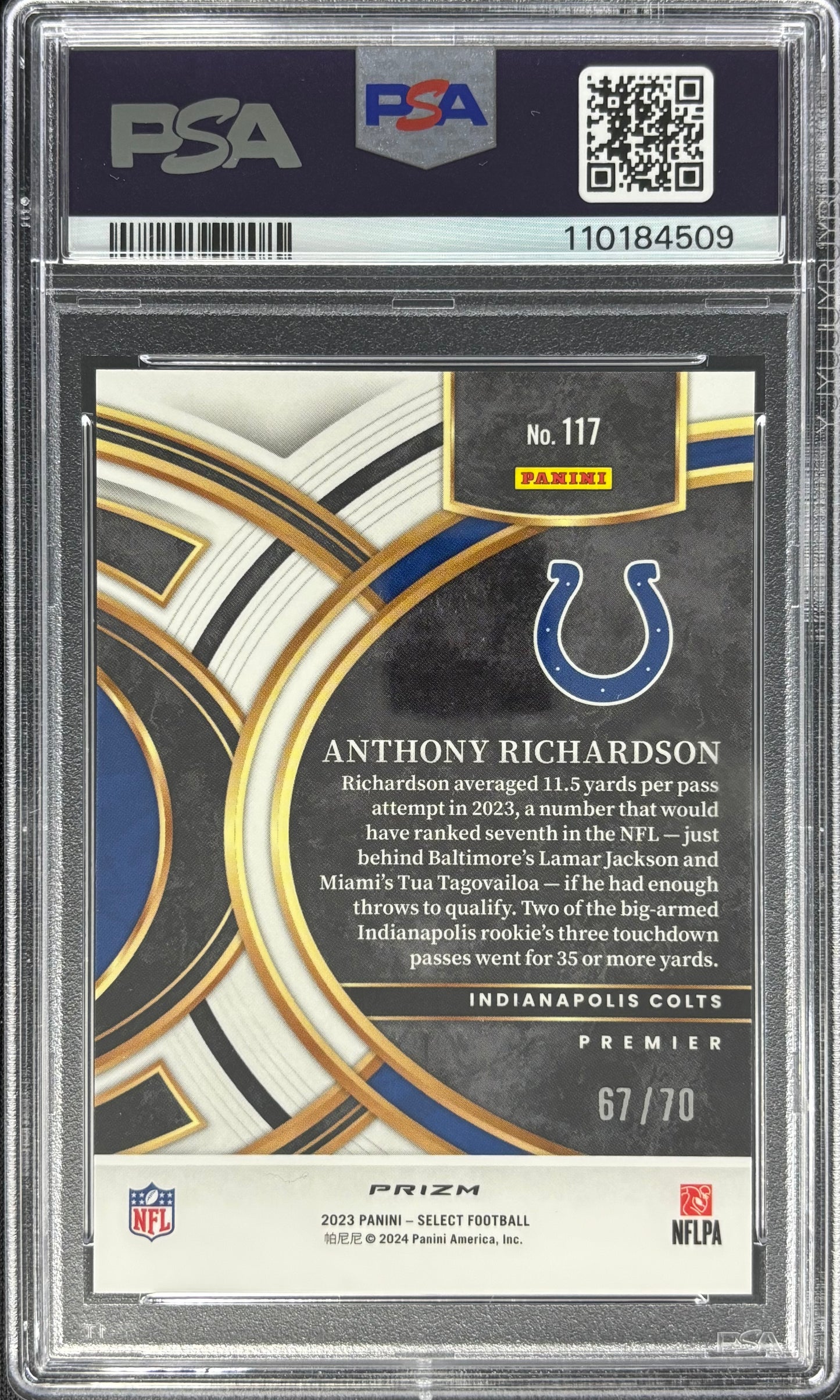 Anthony Richardson Select Dragon Scale /70 PSA 10 Rookie Premier Colts