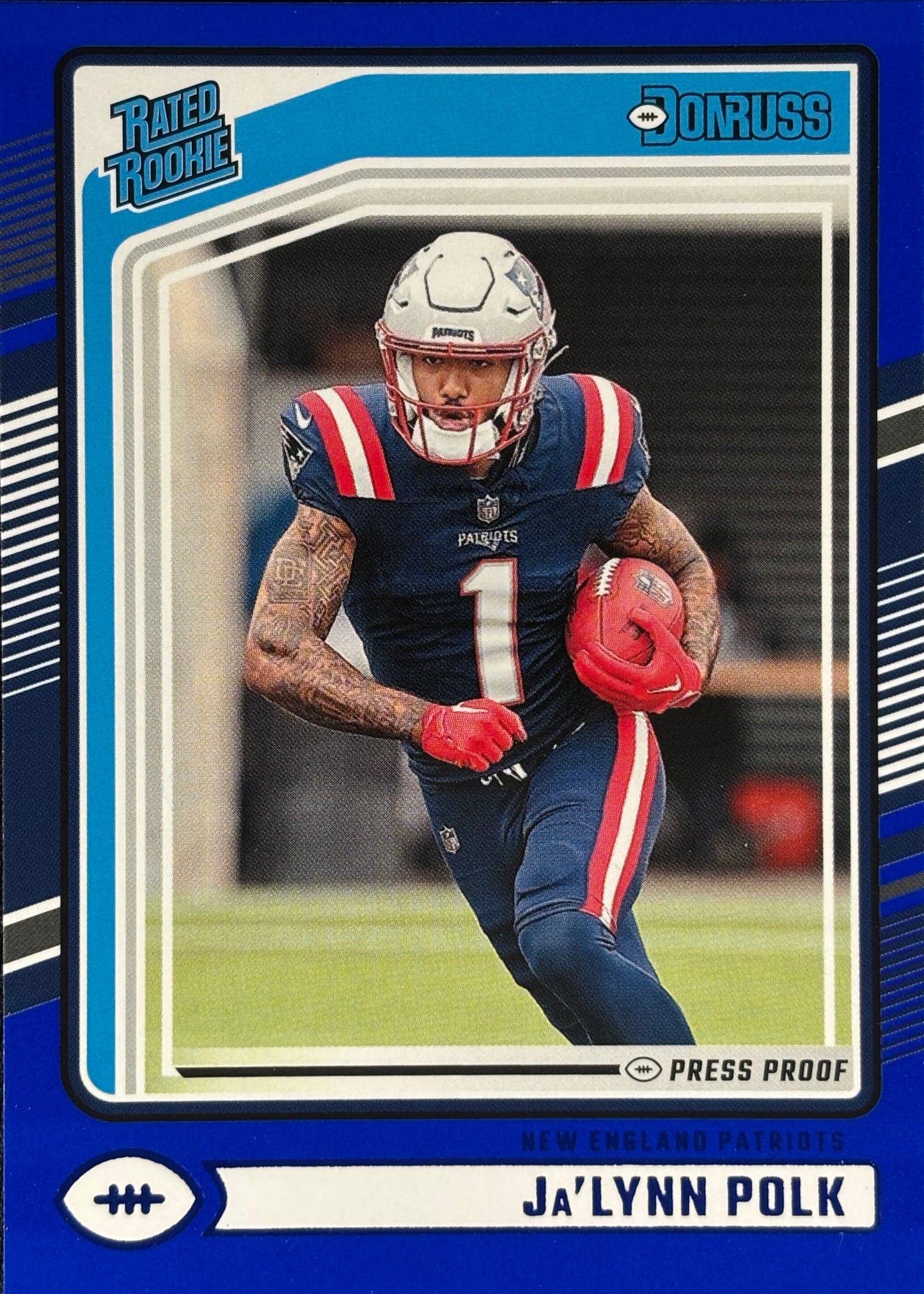 Ja’Lynn Polk Donruss Blue Press Proof Rookie Patriots