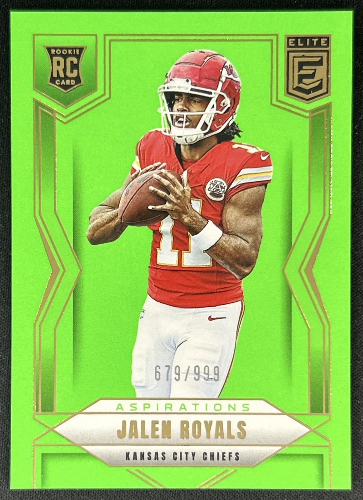 Jalen Royals 2025 Donruss Elite Rookies Aspirations Lime Green /999 Chiefs