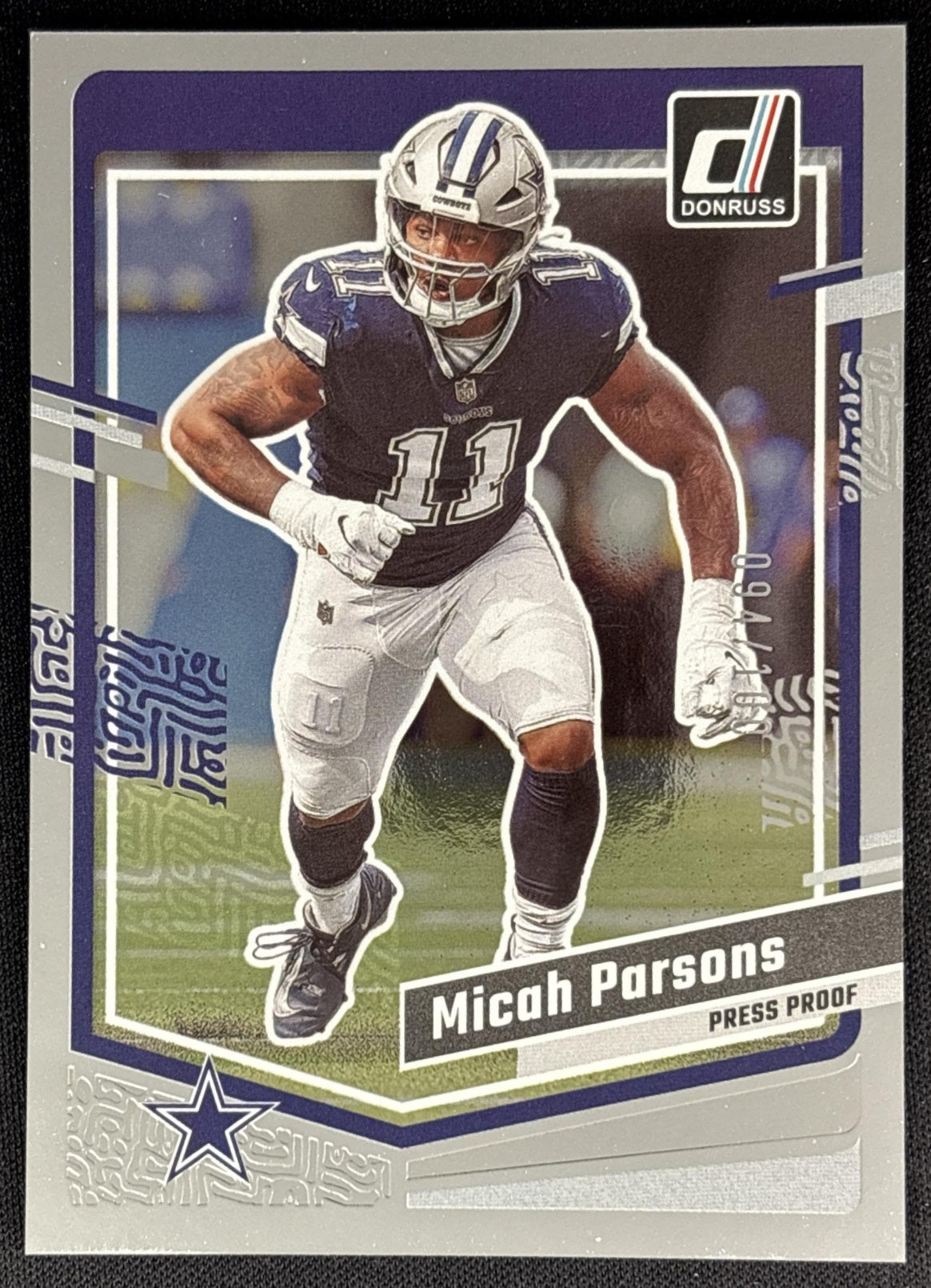 Micah Parsons 2023 Panini Donruss Press Proof Silver /100 Cowboys Sports Trading Cards