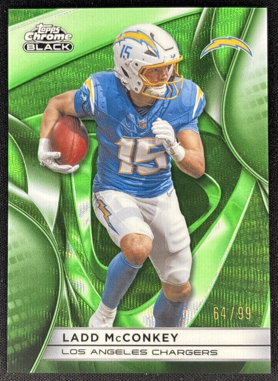 Ladd McConkey 2025 Topps Chrome Black Green Wave Refractor /99