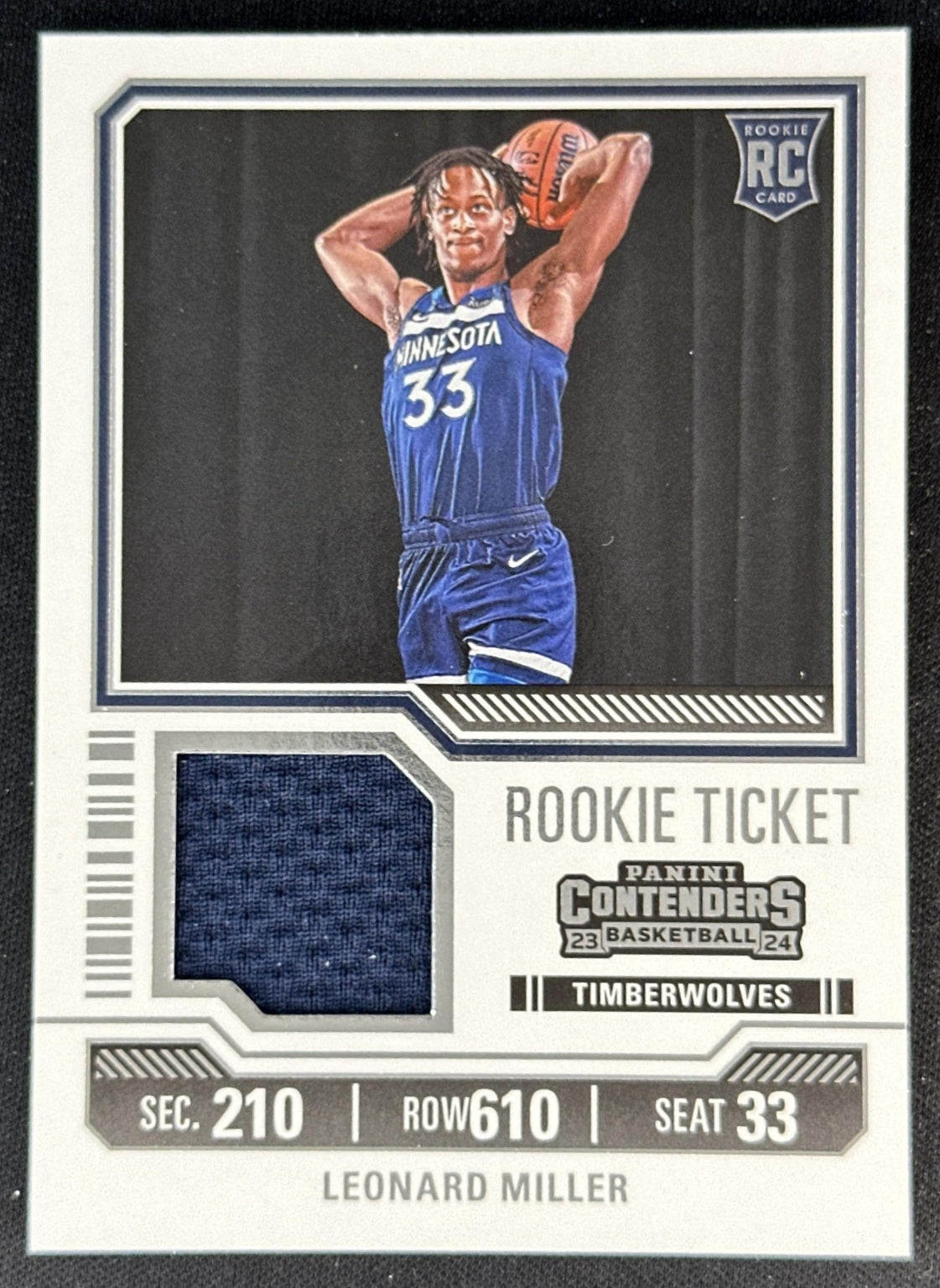 Leonard Miller 2023 Panini Contenders Rookie Ticket Swatches Timberwolves
