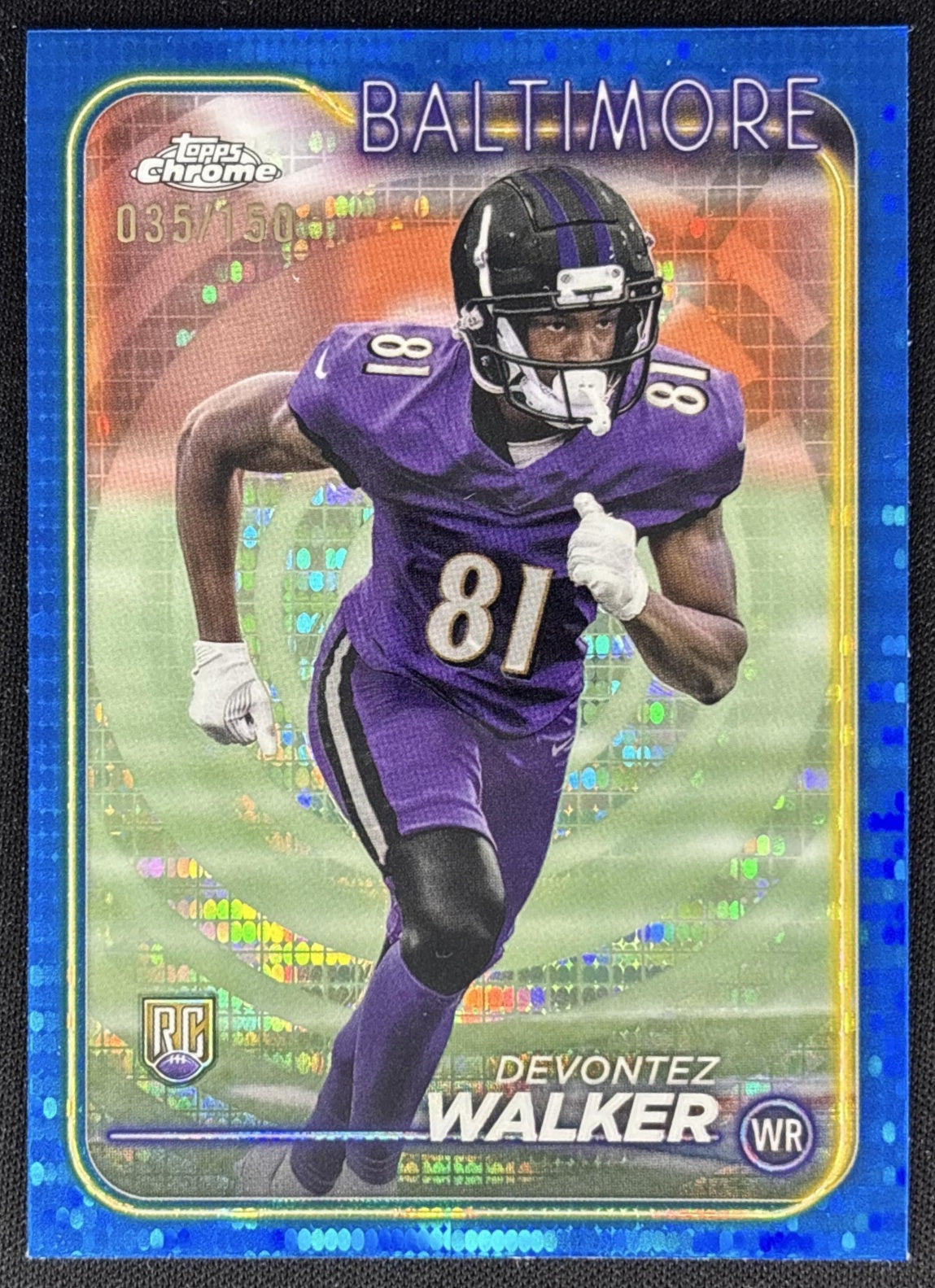 Devontez Walker 2024 Topps Chrome Blue Sonar Refractor /150 Ravens