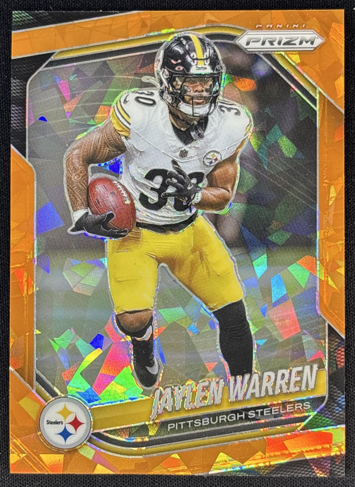 Jaylen Warren 2025 Panini Prizm Orange Ice Steelers | Wayne Collection