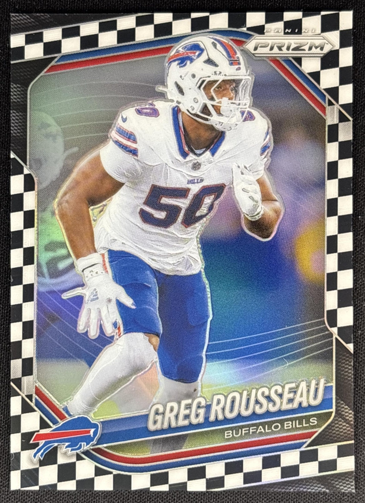 Greg Rousseau 2025 Panini Prizm Black & White Checker Bills Sports Trading Cards