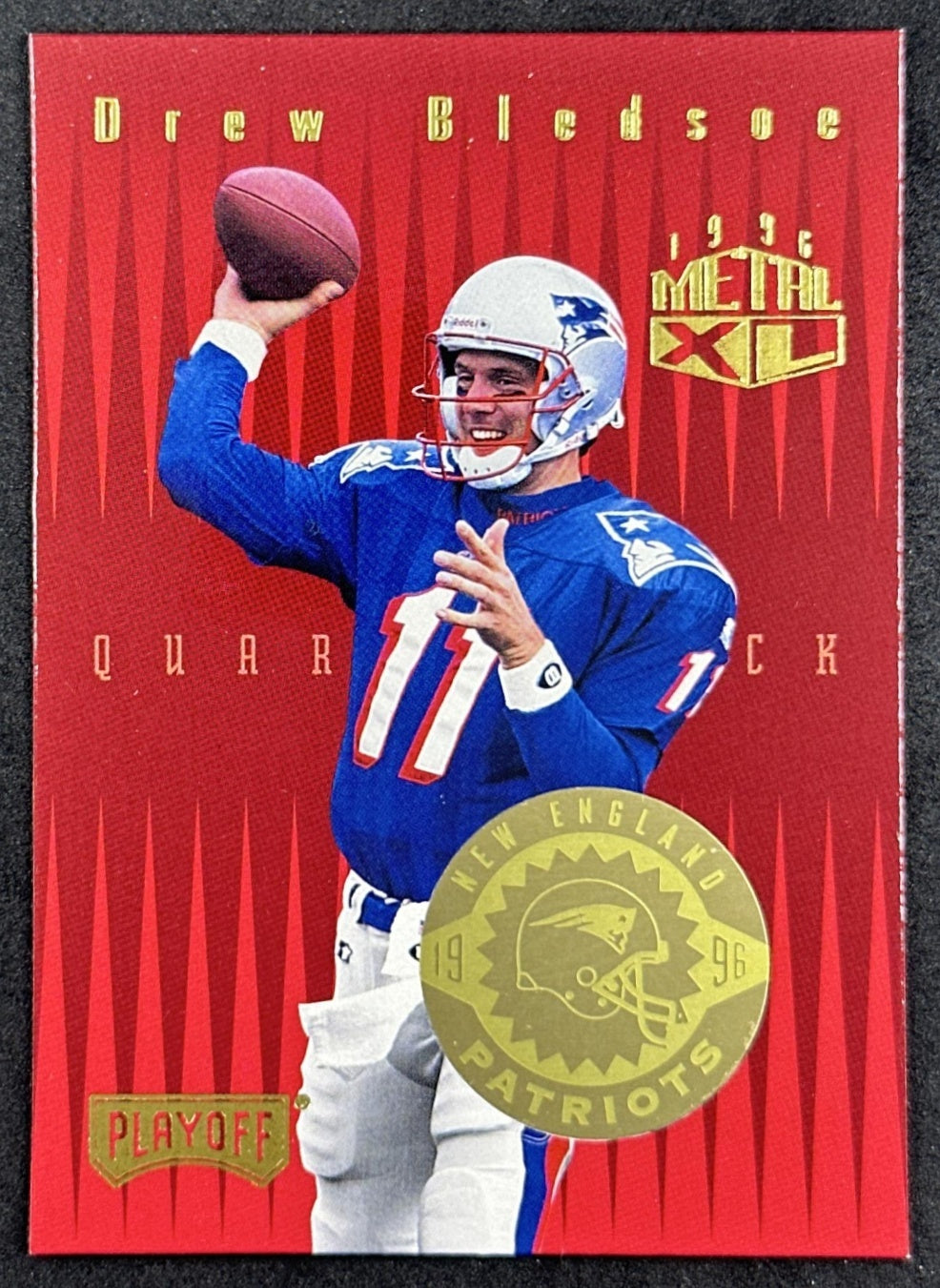 Drew Bledsoe 1996 Playoff Absolute Prime Metal XL Patriots