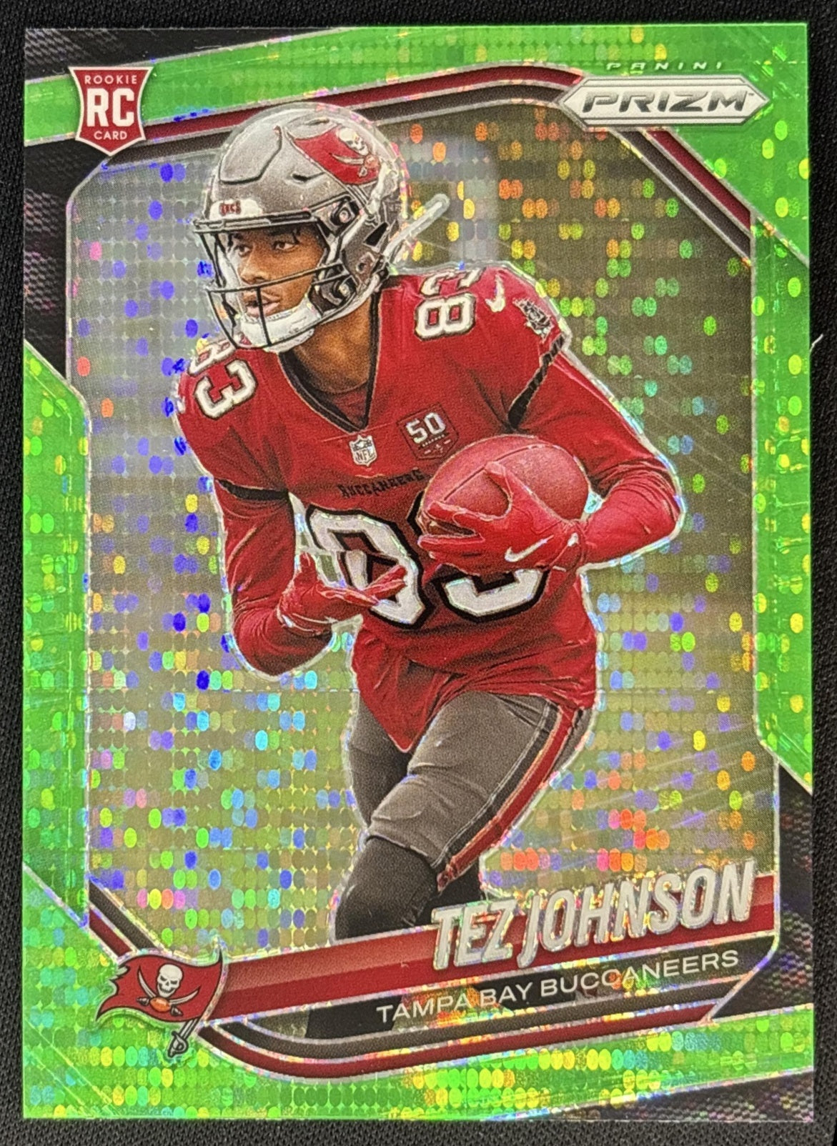 Tez Johnson 2025 Panini Prizm Neon Green Pulsar Buccaneers