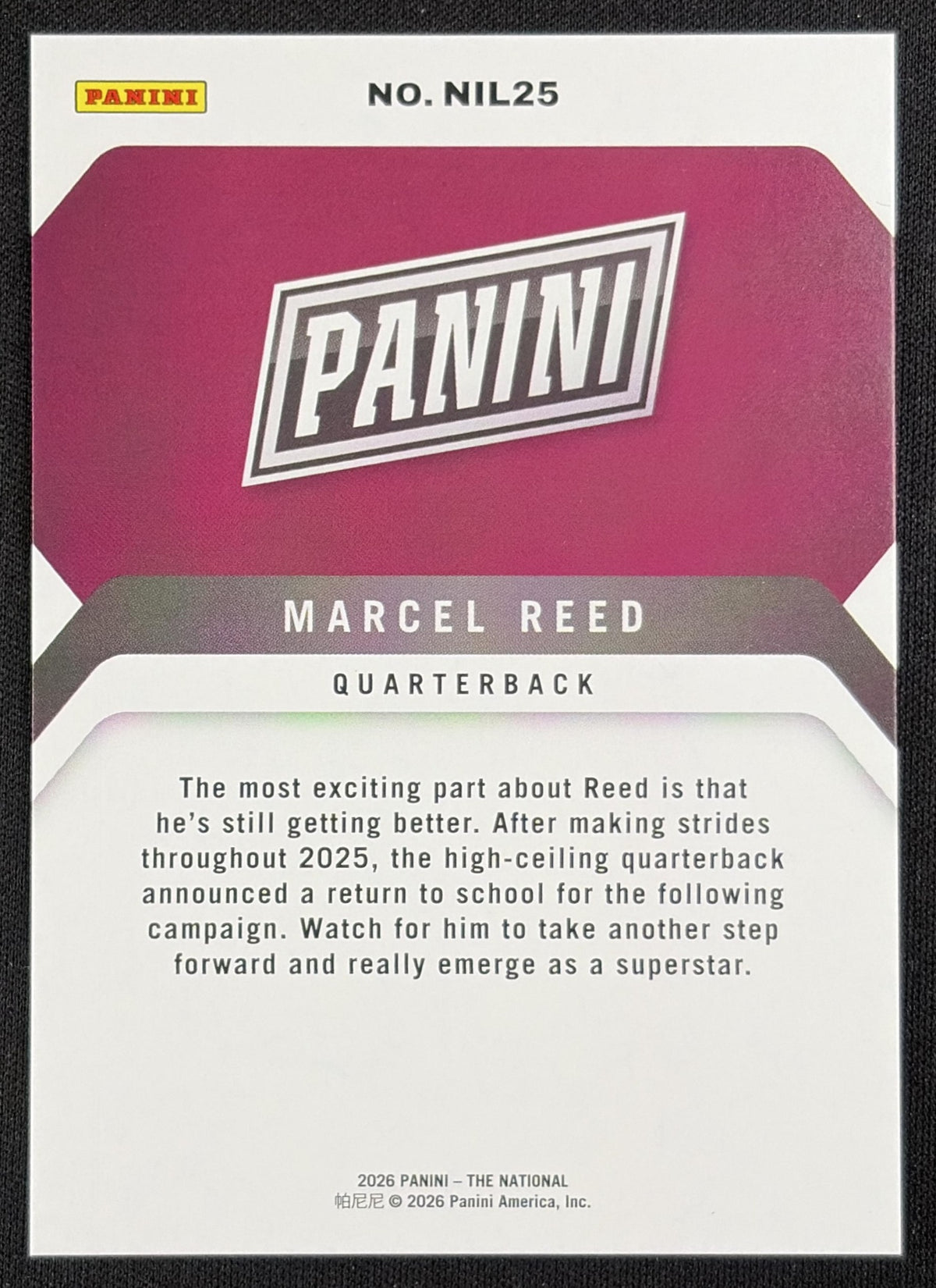 Marcel Reed 2026 Panini NSCC Silver Pack Foil