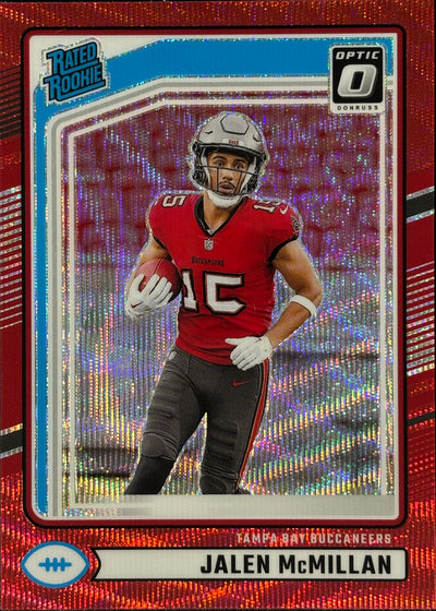 Jalen McMillan Optic-Preview Red Wave Rated Rookie Buccaneers Sports Card