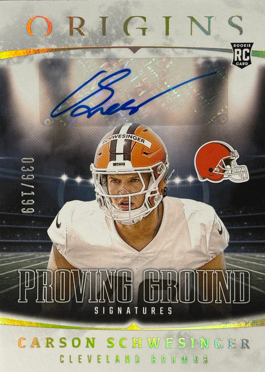 Carson Schwesinger Origins Proving Ground Auto /199 Rookie Browns