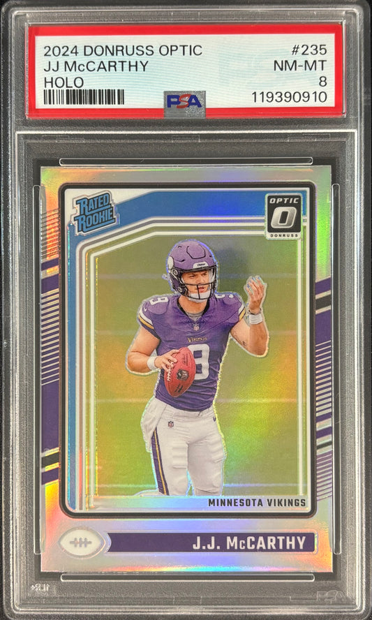 JJ McCarthy Optic Holo PSA 8 Rookie Vikings