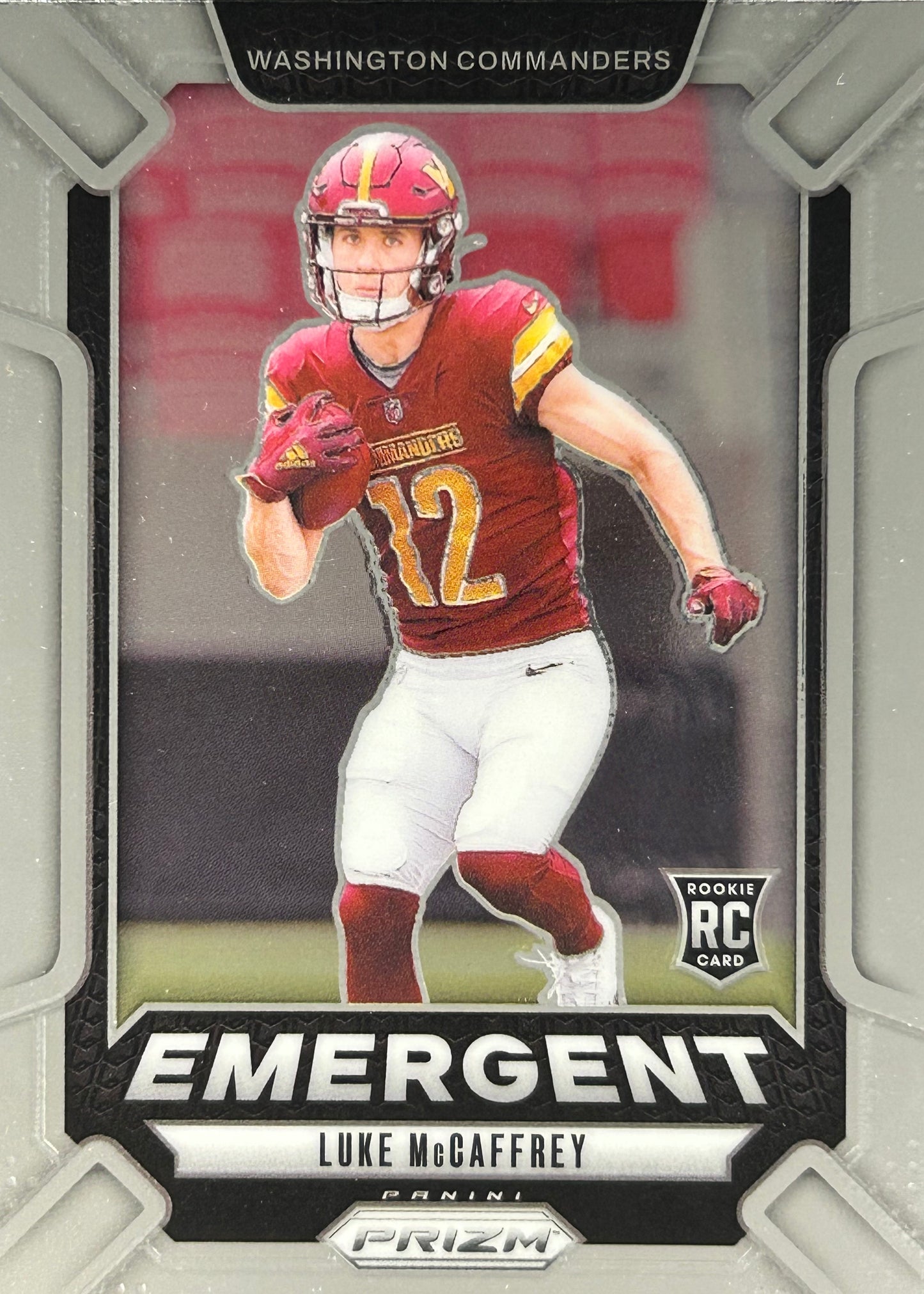 Luke McCaffrey Prizm Emergent Rookie Commanders
