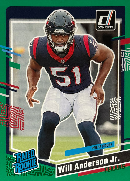 Will Anderson Jr. Donruss Green Rookie Texans