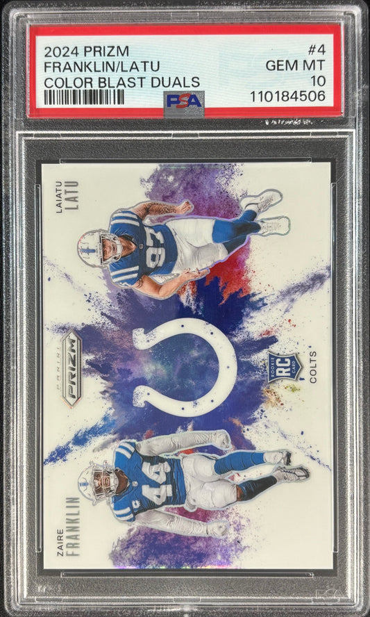 Zaire Franklin Laiatu Latu Prizm Colorblast Duals PSA 10 Rookie Colts
