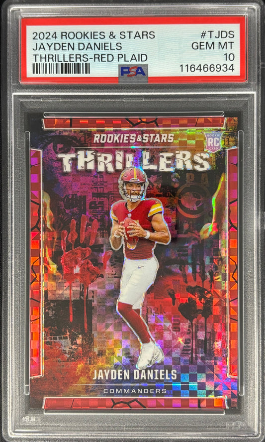 Jayden Daniels Thrillers Plaid PSA 10 Rookie Commanders
