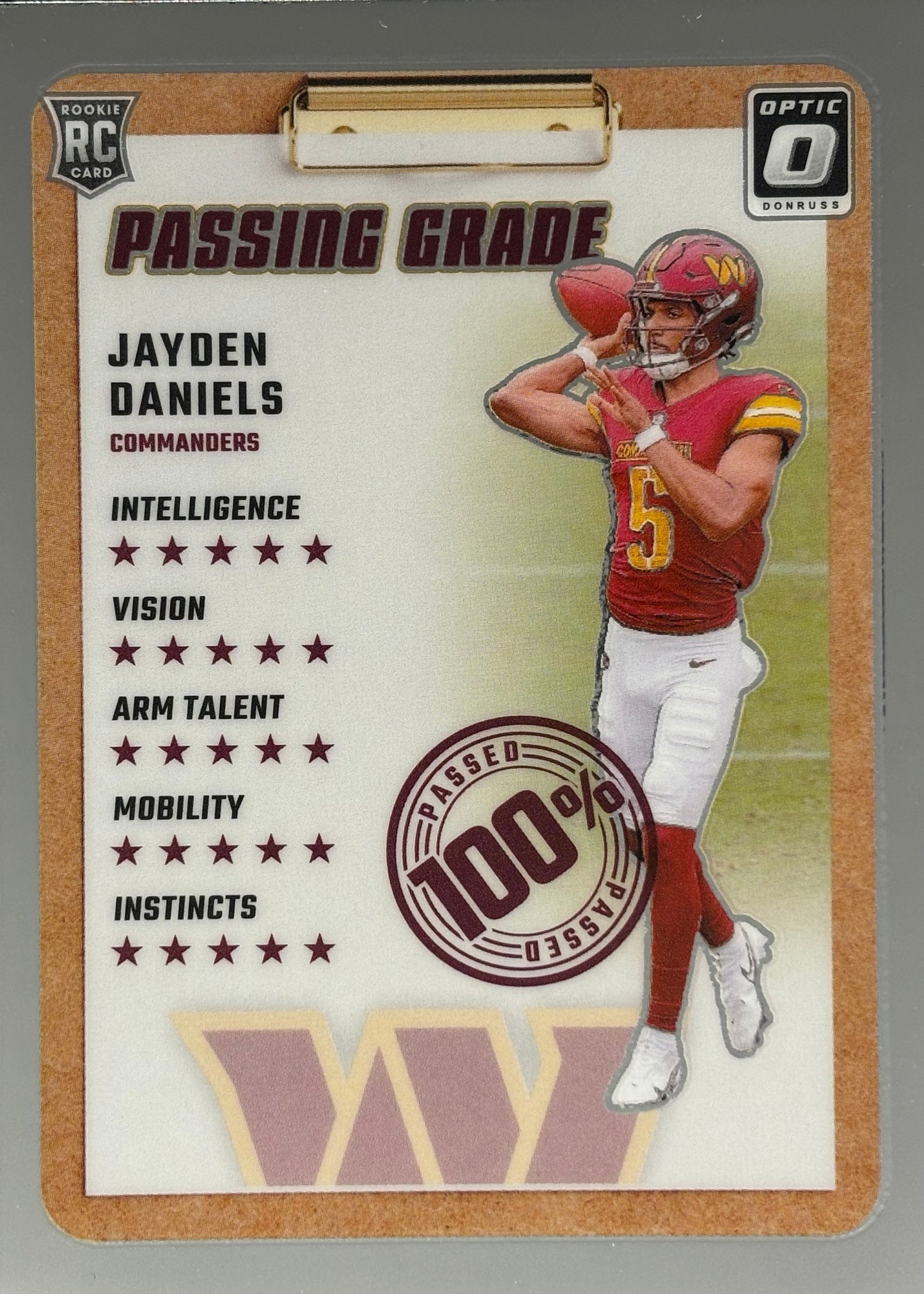 Jayden Daniels Passing Grade Rookie Commanders Sports Card