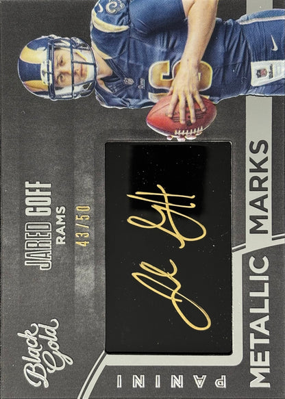 Jared Goff Black Gold Metallic Marks Auto /50 Rams Lions