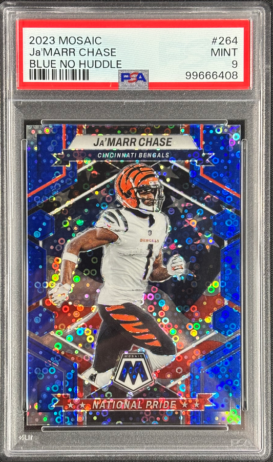 Ja'marr Chase 2023 Mosaic Blue No Huddle National Pride /75 PSA 9 Mint Cincinnati Bengals #264