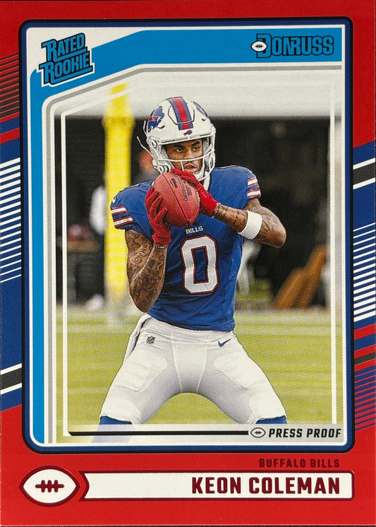 Keon Coleman Donruss Red Press Proof Rookie Bills