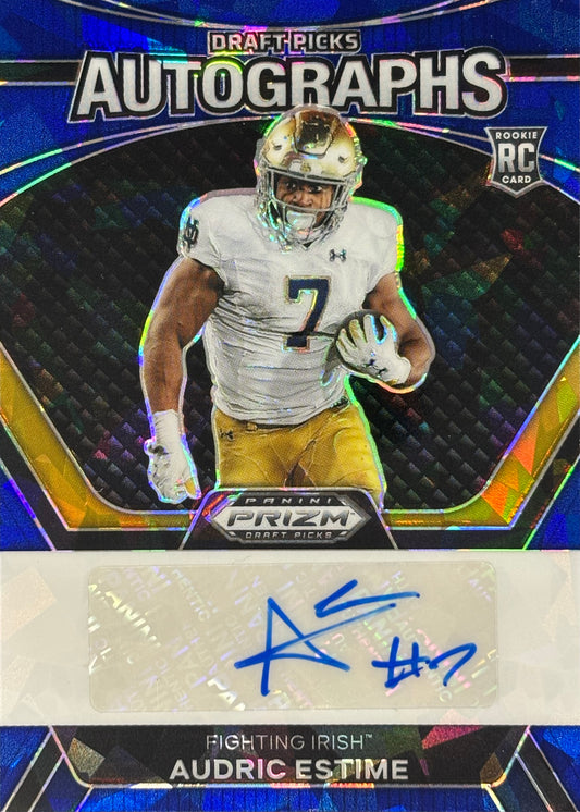 Audric Estime Prizm Draft Auto /75 Rookie Broncos