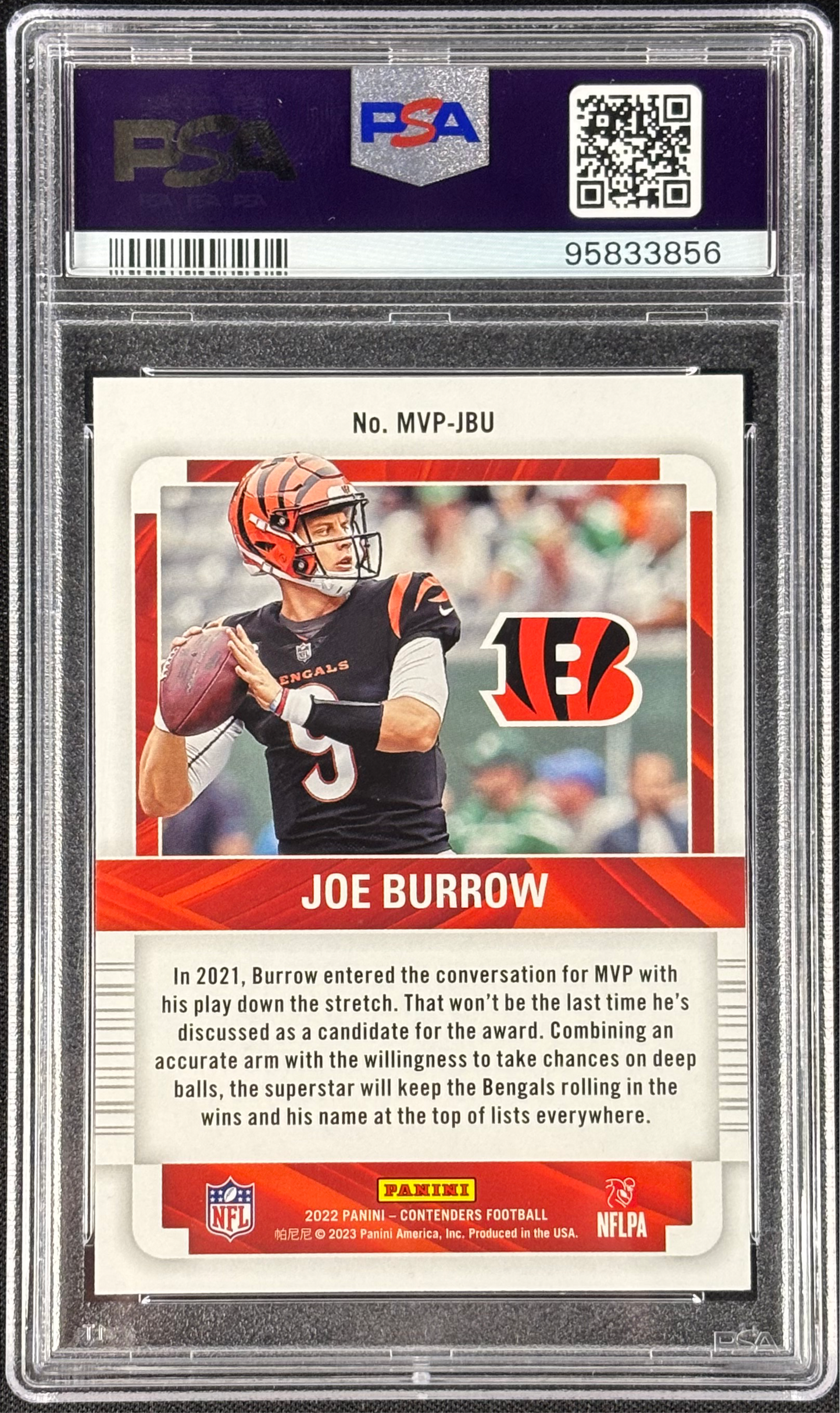 Joe Burrow 2022 Contenders MVP Platinum /10 PSA 10 Gem Mt #MVP-JBU Cincinnati Bengals