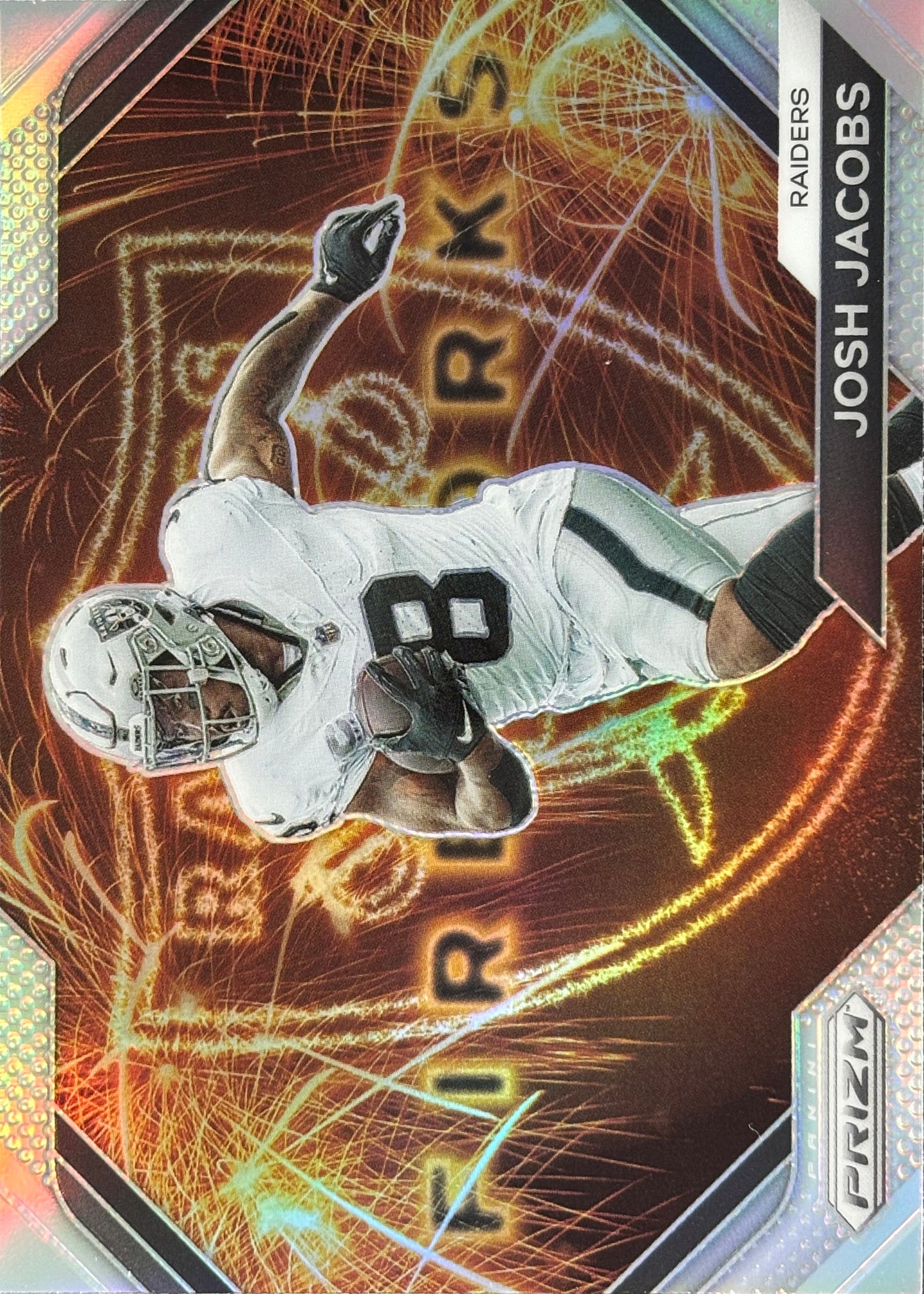 Josh Jacobs Prizm Fireworks Silver Raiders Packers