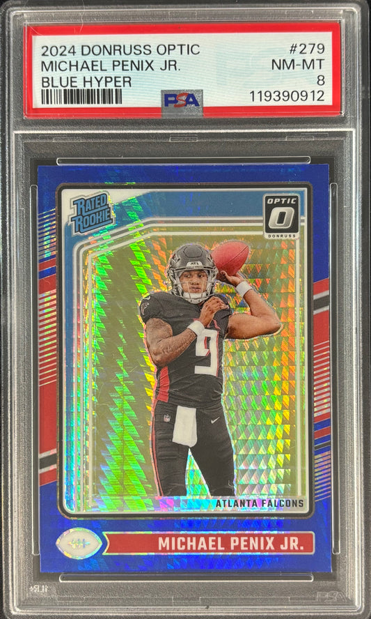 Michael Penix Jr. Optic Blue Hyper PSA 8 Rookie Falcons