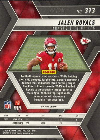Jalen Royals Mosaic Orange Fluorescent /25 Rookie Chiefs