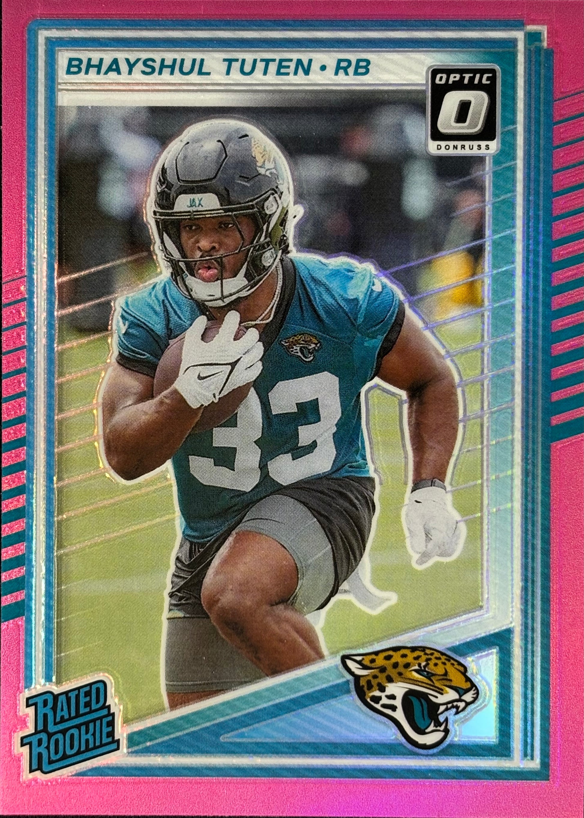 Bhayshul Tuten Optic-Preview Pink Rookie Jaguars Sports Card
