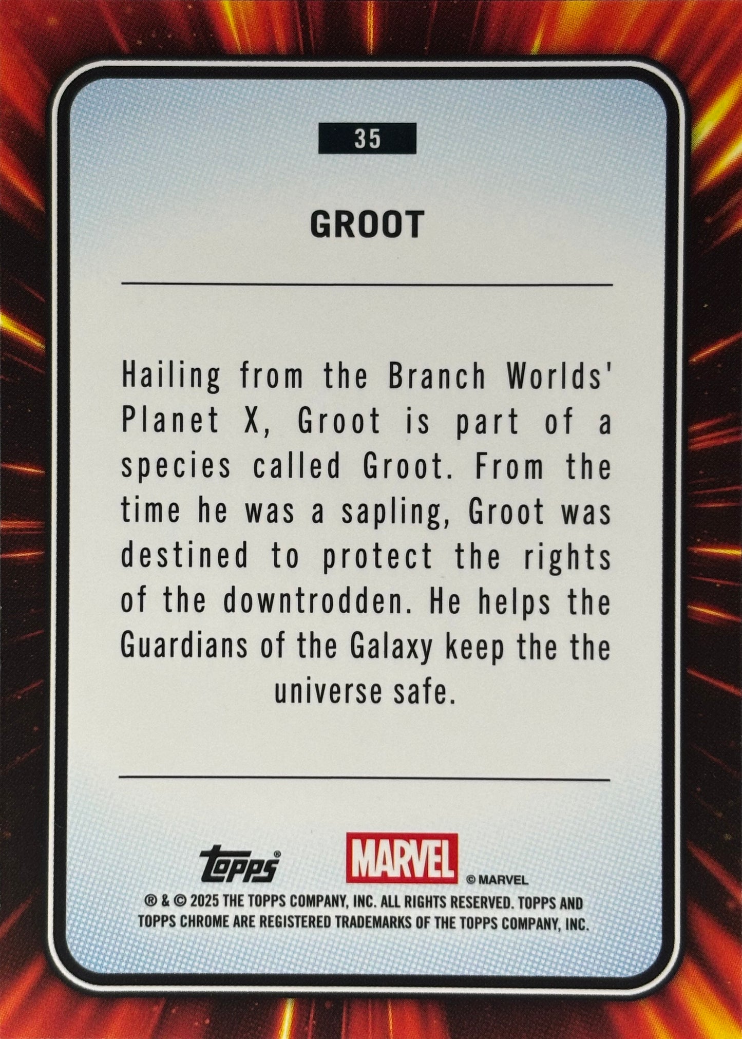 Groot Topps Chrome Rose Gold /40 Marvel