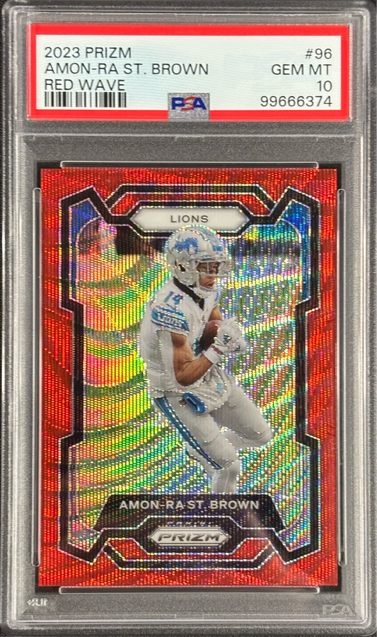 Amon-Ra St. Brown 2023 Prizm Red Wave /149 PSA 10 Detroit Lions #96