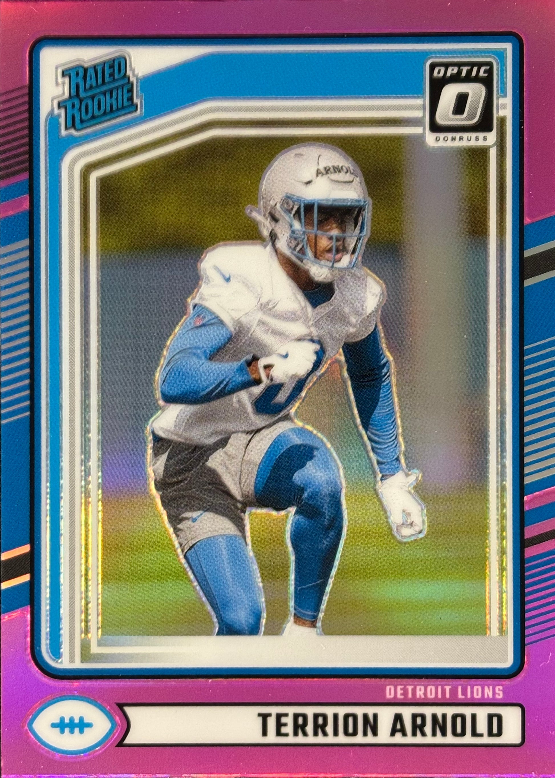Terrion Arnold Optic Pink Rookie Lions Sports Card