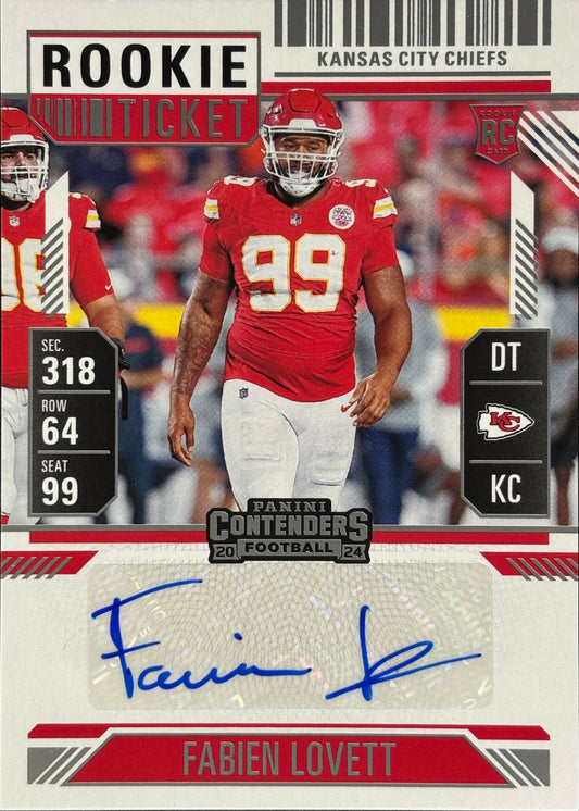 Fabien Lovett Contenders Rookie Ticket Auto Chiefs