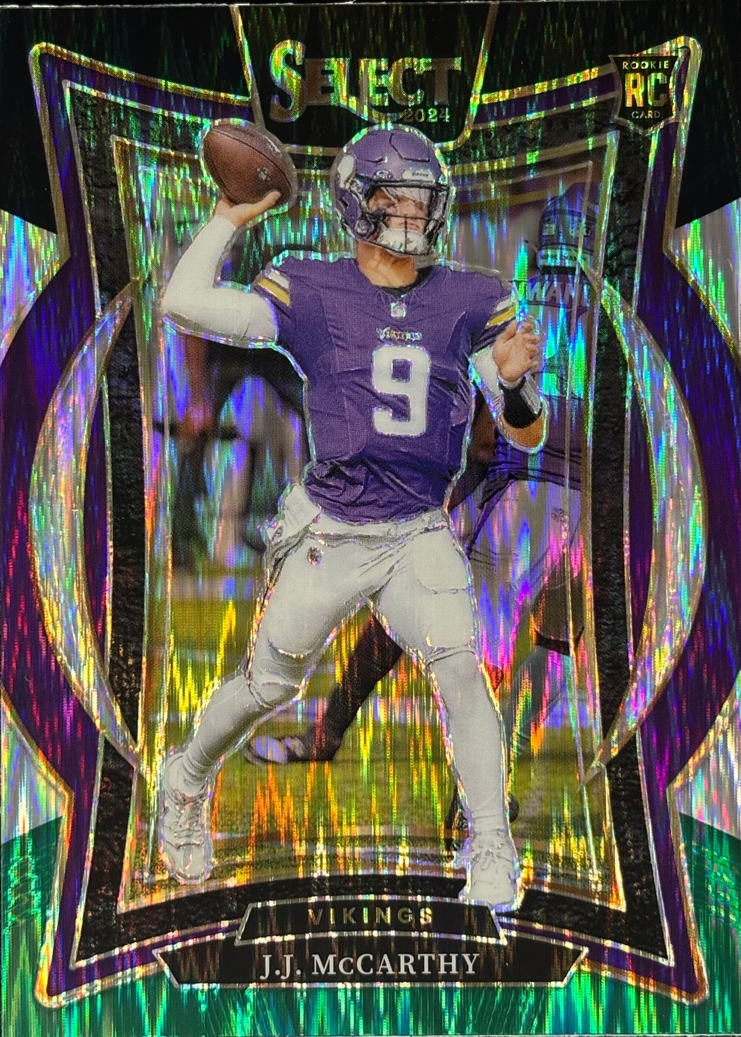 JJ McCarthy Select Green Black Shock Rookie Vikings